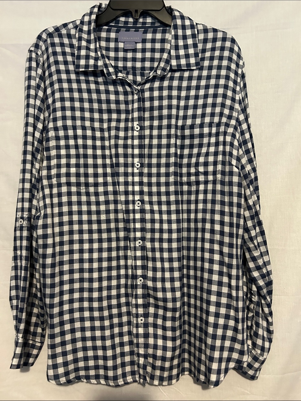 Laura Scott Navy & White Gingham Button-Down Shirt